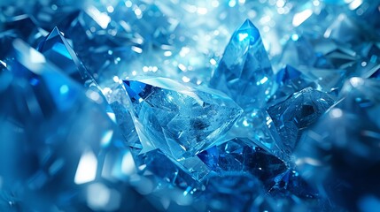 Sparkling kaleidoscope of icy blue crystal shards, glowing with inner light and geometric beauty