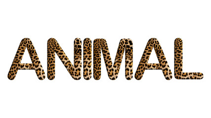 Word of ANIMAL made from leopard fur or skin isolated on transparent background, suitable for template animal concept, PNG	