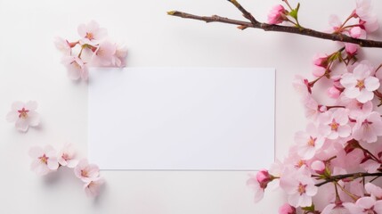 Blank Paper Surrounded by Pink Flowers