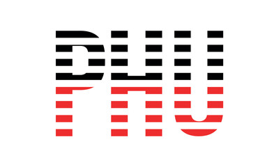 PHU three initial letter iconic line negative space minimal logo design vector template. monogram, abstract, wordmark, business, typography, minimalist, brand, company, flat, modern, unique, simple