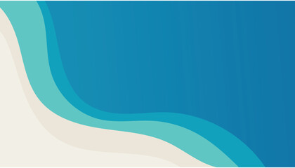 Top view of the sea beach. Summer travel background. Travel vacation concept. Vector illustration, flat style.