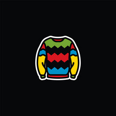 Original vector illustration. The icon of a warm knitted sweater with a pattern.