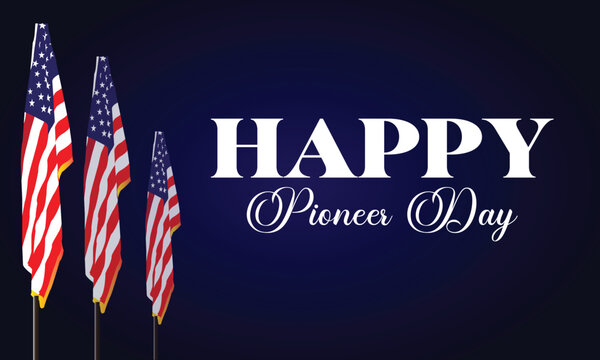 Happy Pioneer Day Stylish Text with flag illustration Design