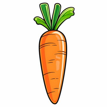 Cartoon minimalist simple carrot illustration on clean white background, isolated vegetable design