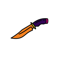Original vector illustration. Contour icon of a camping knife.