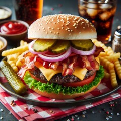 close-up of hamburger