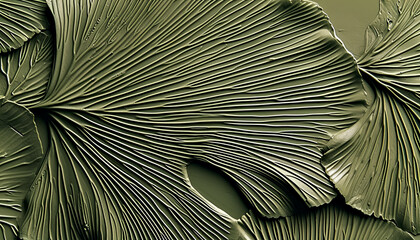 Artistic Ginkgo Leaf Texture on Green Background