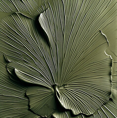 Artistic Ginkgo Leaf Texture on Green Background