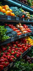 Fresh fruits and vegetables at supermarket