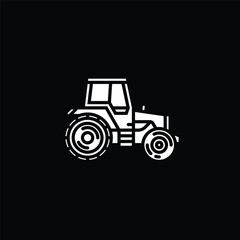 Original vector illustration. Contour icon of a tractor on wheels, for agricultural and industrial purposes.