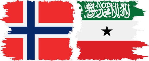 Somaliland and Norwegian grunge flags connection vector