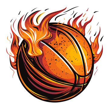 basketball on fire Vector illustration flaming basketball.