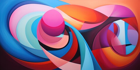 Vibrant abstract artwork featuring curvy shapes and a harmonious blend of colors, suitable for modern aesthetics