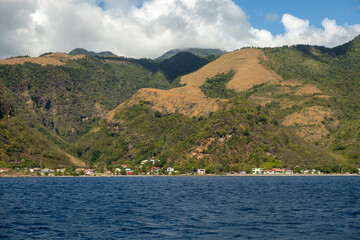 The remote coastline of the Caribbean island of Dominica