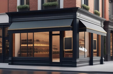 Customizable front store. Windows are isolated and it easy for you to add whatever you like behind the windows. Cafe or bakery shop