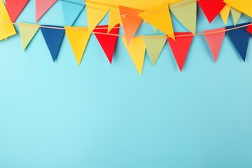Carnival flags. Beautiful pennant flags colorful for festival with blue background. - obrazy, fototapety, plakaty
