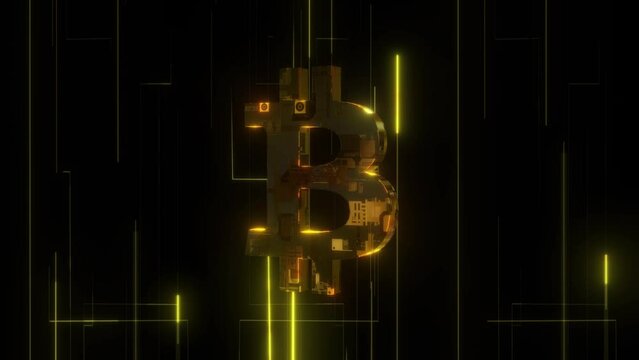 3D bitcoin glow footage