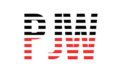 PJW three initial letter iconic line negative space minimal logo design vector template. monogram, abstract, wordmark, business, typography, minimalist, brand, company, flat, modern, unique, simple