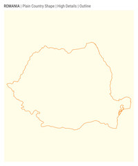 Romania plain country map. High Details. Outline style. Shape of Romania. Vector illustration.