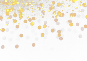 Gold sparkling sequins on a Transparent  isolated background. Golden Bokeh Light Effect Transparent Background Overly 