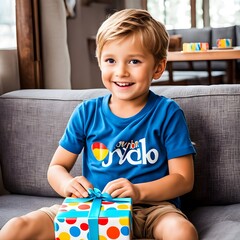 A little boy who gets a birthday present 