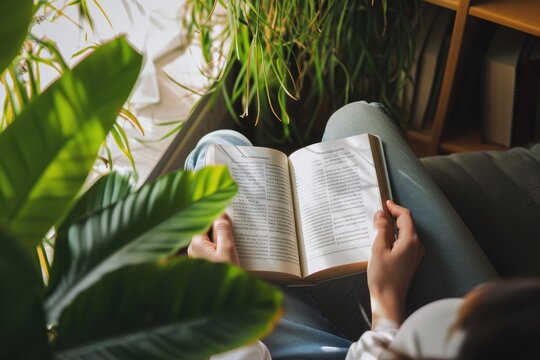 a person reading in a tranquil space