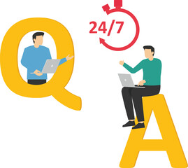 Virtual assistant of scenes isolated. People call and send messages to customer support, set in flat design. Vector illustration for blogging, website, mobile app, promotional materials.

