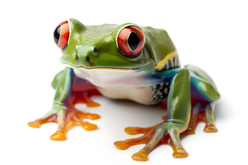 Fototapeta premium Striking Portrait of a Red-Eyed Tree Frog Displaying Vibrant Colors