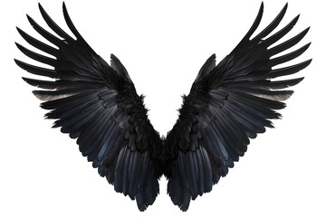 Majestic Black Wings Spread Wide in Powerful Display - obrazy, fototapety, plakaty
