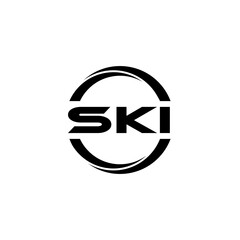 SKI letter logo design with white background in illustrator, cube logo, vector logo, modern alphabet font overlap style. calligraphy designs for logo, Poster, Invitation, etc.
