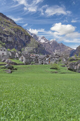 traditional Village of Sonlerto in Val Bavona,Valle Maggia  close to Locarno,Ticino...