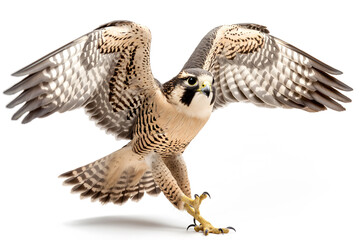 Majestic Peregrine Falcon Poised on a Wooden Perch