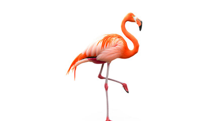 Majestic Flamingo Profile on a Clean White Background - obrazy, fototapety, plakaty