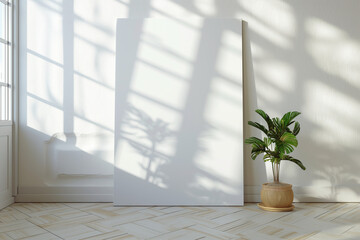 Fototapeta premium Blank Canvas mockup on minimal space in living room