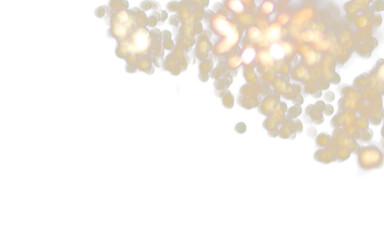 Gold sparkling sequins on a Transparent isolated background. Golden Bokeh Light Effect Transparent...