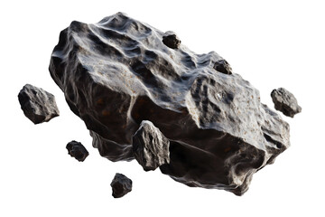 Obraz premium Floating Asteroids on a Transparent Background for Space Visuals