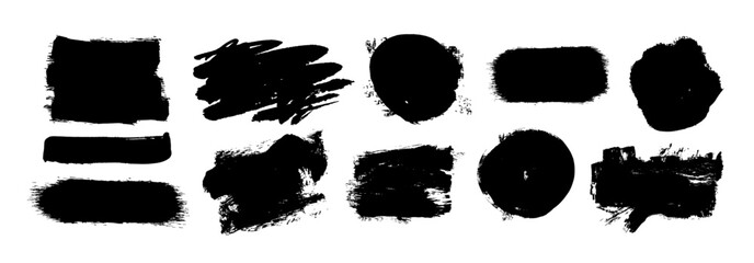 Set of Cosmetic mascara strokes with a frame for text, on transparent background. Realistic mascara smears, vector illustration