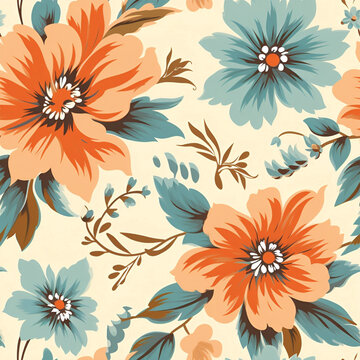 Beautiful floral pattern vintage design colorful unique cute flower 