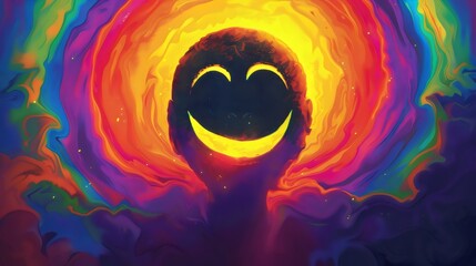 Vibrant Smiley Face with Psychedelic Colors