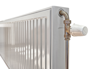 White radiator in an appartment. clipping path