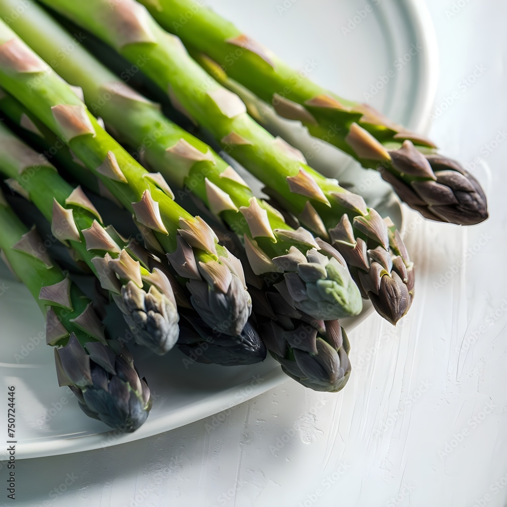 Sticker asparagus on a table