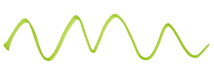 Green stroke brush isolated on transparent background.