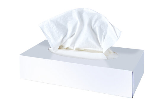 Blank tissue from White Cosmetic Tissues Box isolated on white