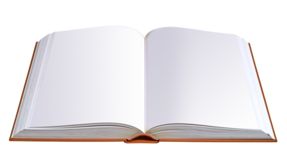 Opened brown big book with hardcover isolated