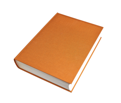 Closed brown big book with hardcover isolated