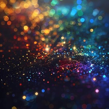 Abstract colorful background with bokeh defocused lights and stars, Generative AI illustrations.