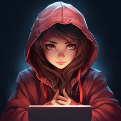 AI woman in a hoodie. 