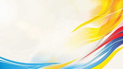 Sporty modern light abstract background in white yellow blue and red