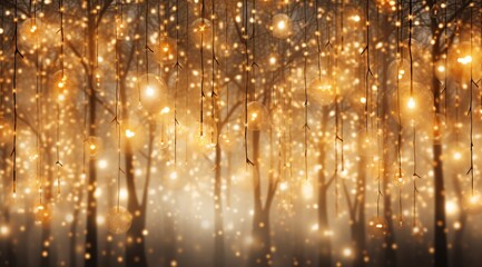 a group of lights from trees - obrazy, fototapety, plakaty