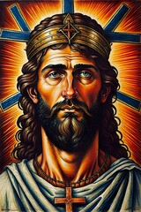 Photo of Jesus Christ oil painting made with Generative AI